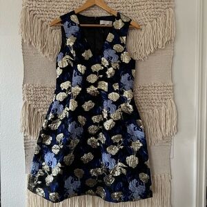 Badgley Mischka Metallic Floral Mini Dress